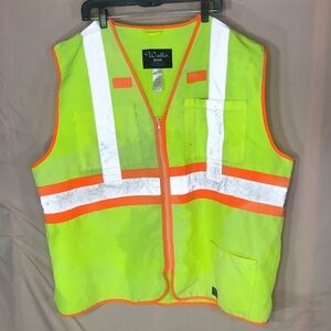 Walls Adult 2XL High-Visibility Lime Green Safety Vest with Orange Trim